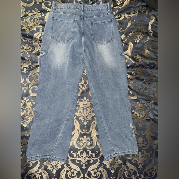 vintage y2k grunge star high waisted jeans size 28 M cute light wash denim pants - Picture 3 of 4